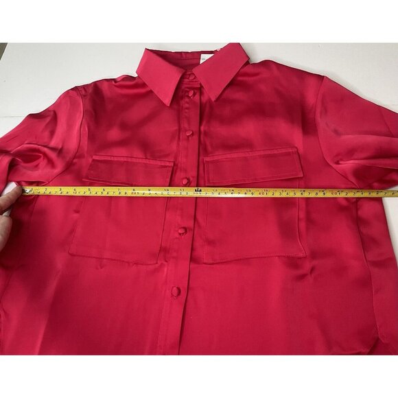 Jason Wu Red Satin Oversized Button down Small NWT - Picture 7 of 10
